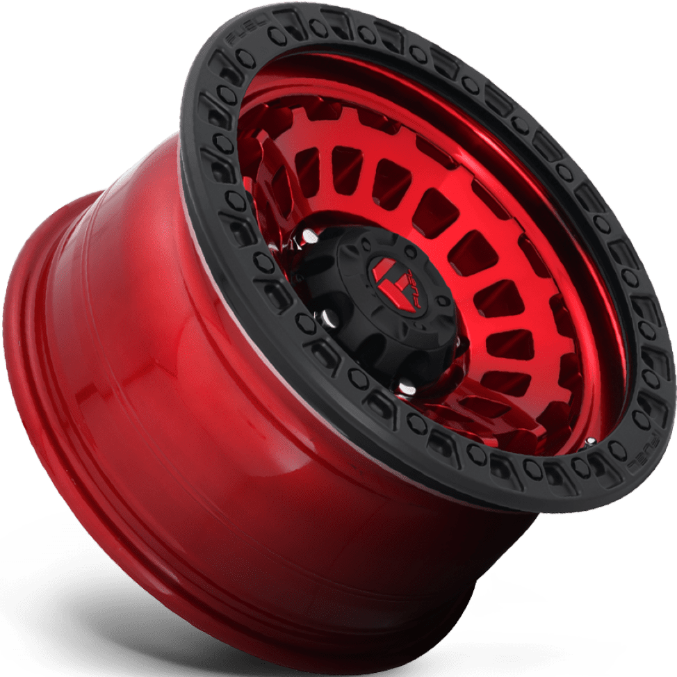Fuel D632 Zephyr 18X9 8X180 Candy Red Black Bead Ring