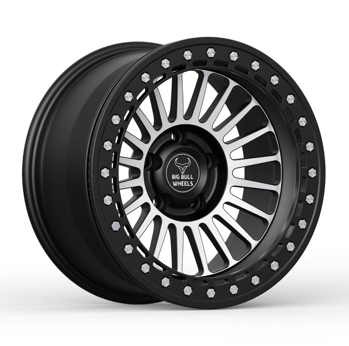 Big Bull Alpha 17x9 6x139.7 Gloss Black Machined w/ Black Ring (Forged Beadlock)