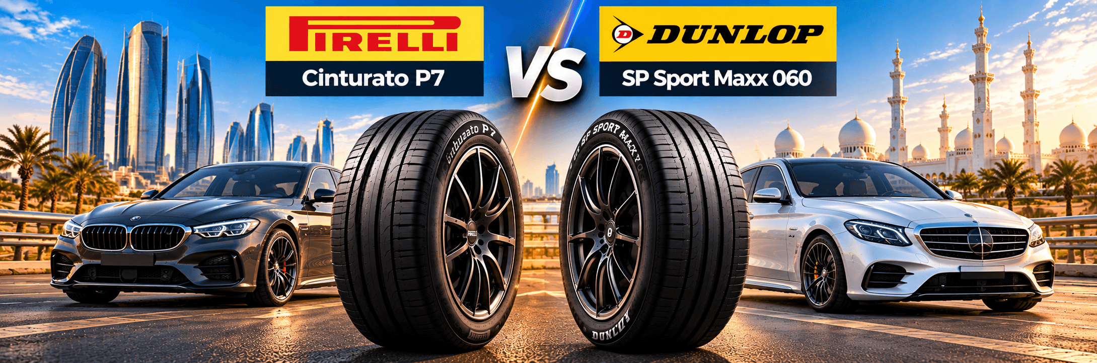 Pirelli Cinturato P7 vs Dunlop SP Sport Maxx 060: Best Tyre for Abu Dhabi Sedans